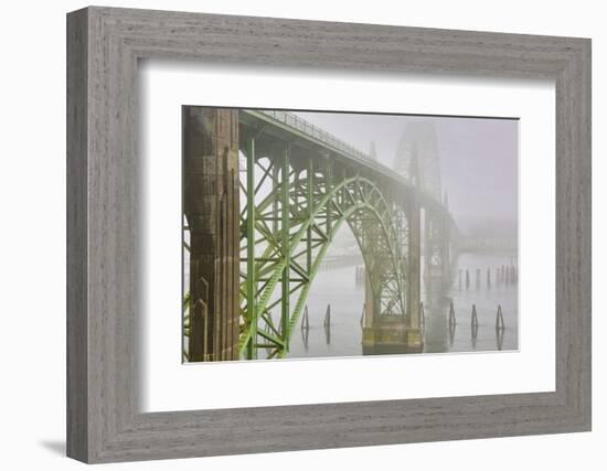 USA, Oregon. Yaquina Bay Bridge in Fog-Jean Carter-Framed Photographic Print