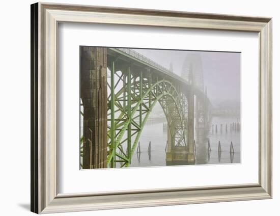 USA, Oregon. Yaquina Bay Bridge in Fog-Jean Carter-Framed Photographic Print