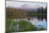 Usa, Pacific Northwest, Oregon Cascades, Scott Lake with Three Sisters Mountains-Christian Heeb-Mounted Photographic Print