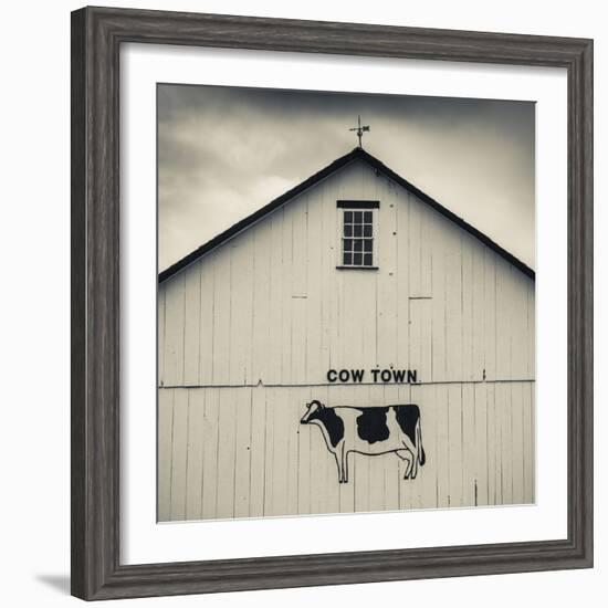 USA, Pennsylvania, Dutch Country, Smoketown, Barn with Cow Art-Walter Bibikow-Framed Photographic Print