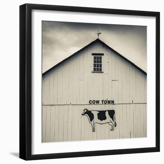 USA, Pennsylvania, Dutch Country, Smoketown, Barn with Cow Art-Walter Bibikow-Framed Photographic Print