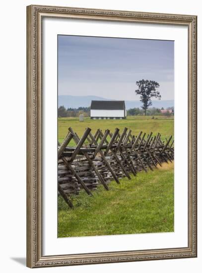 USA, Pennsylvania, Gettysburg, Battle of Gettysburg, Battlefield Fence-Walter Bibikow-Framed Photographic Print