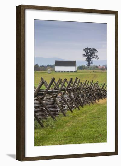 USA, Pennsylvania, Gettysburg, Battle of Gettysburg, Battlefield Fence-Walter Bibikow-Framed Photographic Print