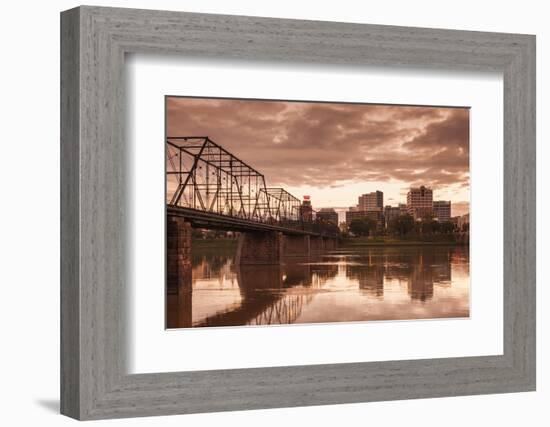 USA, Pennsylvania, Harrisburg, City Skyline from the Susquehanna River-Walter Bibikow-Framed Photographic Print