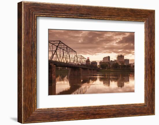 USA, Pennsylvania, Harrisburg, City Skyline from the Susquehanna River-Walter Bibikow-Framed Photographic Print