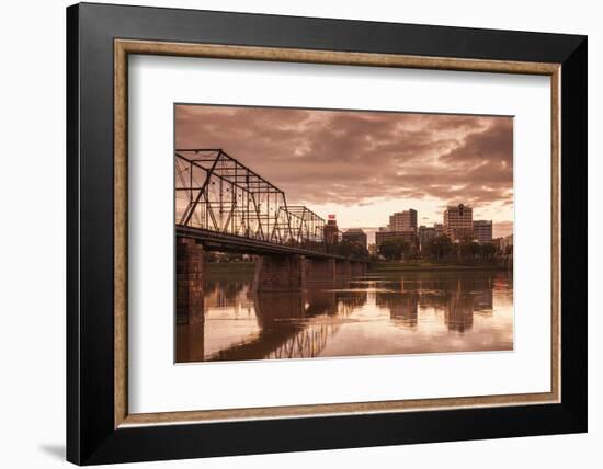 USA, Pennsylvania, Harrisburg, City Skyline from the Susquehanna River-Walter Bibikow-Framed Photographic Print