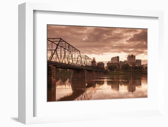 USA, Pennsylvania, Harrisburg, City Skyline from the Susquehanna River-Walter Bibikow-Framed Photographic Print