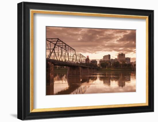 USA, Pennsylvania, Harrisburg, City Skyline from the Susquehanna River-Walter Bibikow-Framed Photographic Print