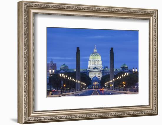 USA, Pennsylvania, Harrisburg, Pennsylvania State Capitol, Exterior, Dawn-Walter Bibikow-Framed Photographic Print