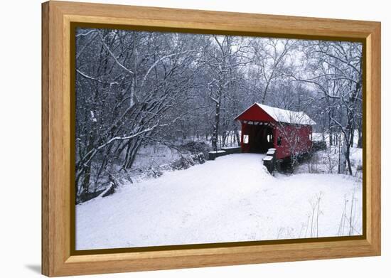 USA, Pennsylvania, Mariana County. Hughes Covered Bridge in Winter-Jaynes Gallery-Framed Premier Image Canvas