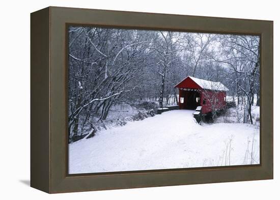 USA, Pennsylvania, Mariana County. Hughes Covered Bridge in Winter-Jaynes Gallery-Framed Premier Image Canvas