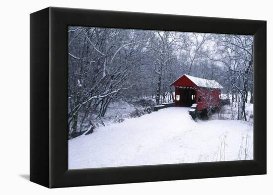 USA, Pennsylvania, Mariana County. Hughes Covered Bridge in Winter-Jaynes Gallery-Framed Premier Image Canvas