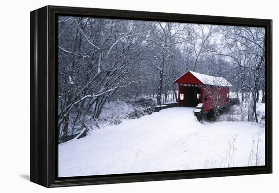 USA, Pennsylvania, Mariana County. Hughes Covered Bridge in Winter-Jaynes Gallery-Framed Premier Image Canvas