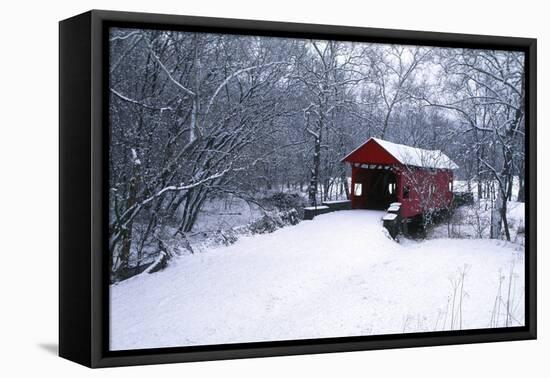 USA, Pennsylvania, Mariana County. Hughes Covered Bridge in Winter-Jaynes Gallery-Framed Premier Image Canvas