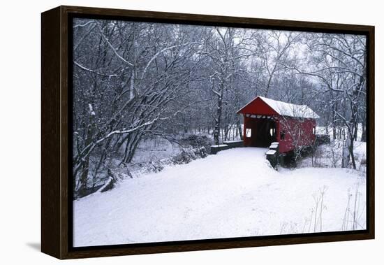 USA, Pennsylvania, Mariana County. Hughes Covered Bridge in Winter-Jaynes Gallery-Framed Premier Image Canvas