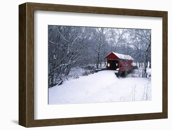 USA, Pennsylvania, Mariana County. Hughes Covered Bridge in Winter-Jaynes Gallery-Framed Photographic Print