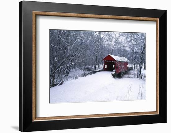 USA, Pennsylvania, Mariana County. Hughes Covered Bridge in Winter-Jaynes Gallery-Framed Photographic Print