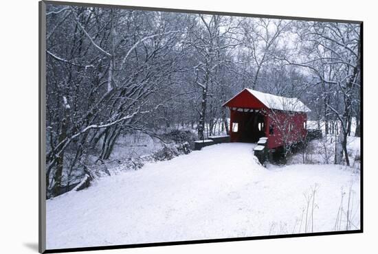 USA, Pennsylvania, Mariana County. Hughes Covered Bridge in Winter-Jaynes Gallery-Mounted Photographic Print