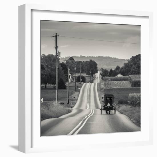 USA, Pennsylvania, Pennsylvania Dutch Country, Paradise, Amish Horse and Buggy on Paradise Lane-Walter Bibikow-Framed Photographic Print