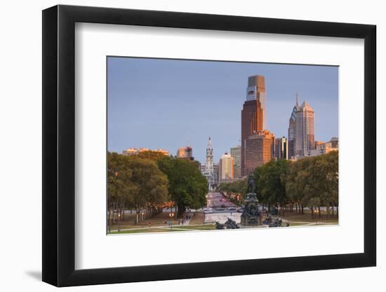 USA, Pennsylvania, Philadelphia, City Skyline from the Parkway, Dusk-Walter Bibikow-Framed Photographic Print