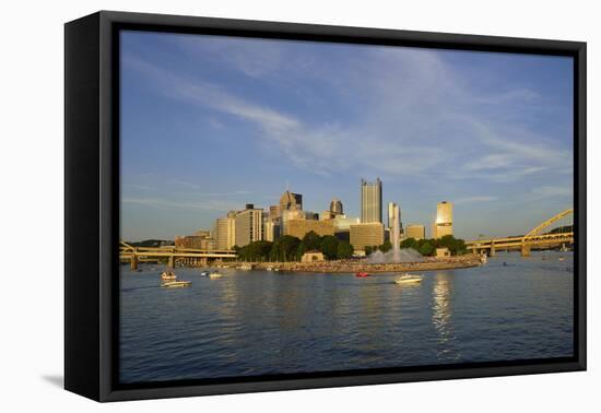 USA, Pennsylvania, Pittsburgh. Boats in Front of Point State Park-Kevin Oke-Framed Premier Image Canvas