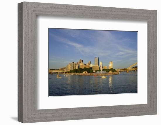USA, Pennsylvania, Pittsburgh. Boats in Front of Point State Park-Kevin Oke-Framed Photographic Print