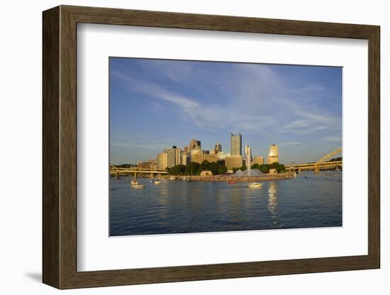 USA, Pennsylvania, Pittsburgh. Boats in Front of Point State Park-Kevin Oke-Framed Photographic Print