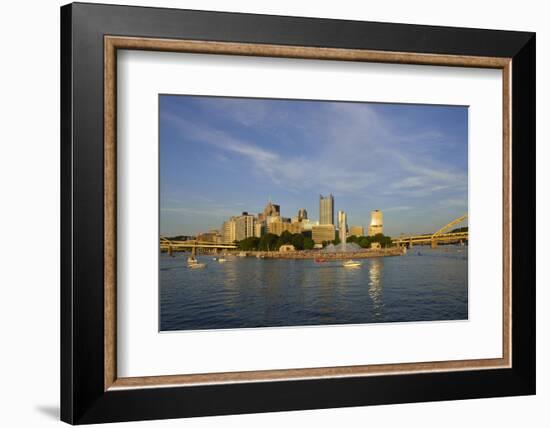 USA, Pennsylvania, Pittsburgh. Boats in Front of Point State Park-Kevin Oke-Framed Photographic Print