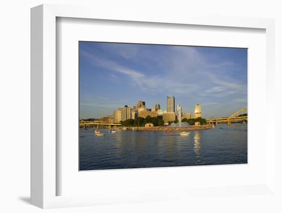 USA, Pennsylvania, Pittsburgh. Boats in Front of Point State Park-Kevin Oke-Framed Photographic Print