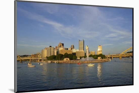 USA, Pennsylvania, Pittsburgh. Boats in Front of Point State Park-Kevin Oke-Mounted Photographic Print