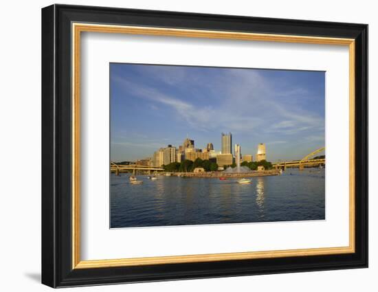 USA, Pennsylvania, Pittsburgh. Boats in Front of Point State Park-Kevin Oke-Framed Photographic Print