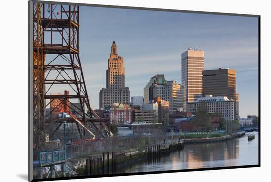 USA, Rhode Island, Providence, city skyline from the Providence River at dawn-Walter Bibikow-Mounted Photographic Print
