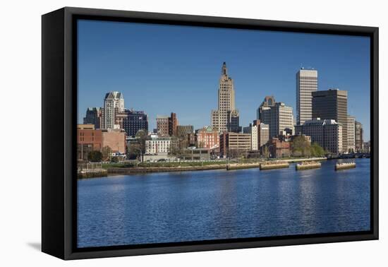 USA, Rhode Island, Providence, city skyline from the Providence River, morning-Walter Bibikow-Framed Premier Image Canvas