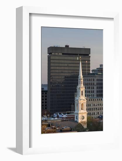 USA, Rhode Island, Providence, First Baptist Church in America and city skyline-Walter Bibikow-Framed Photographic Print