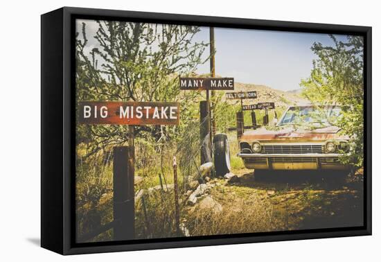Usa, Route 66, Details of an Old Rugged Coca Cola Fridge and Car, Vintage Processing-Francesco Riccardo Iacomino-Framed Premier Image Canvas