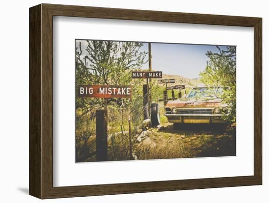 Usa, Route 66, Details of an Old Rugged Coca Cola Fridge and Car, Vintage Processing-Francesco Riccardo Iacomino-Framed Photographic Print