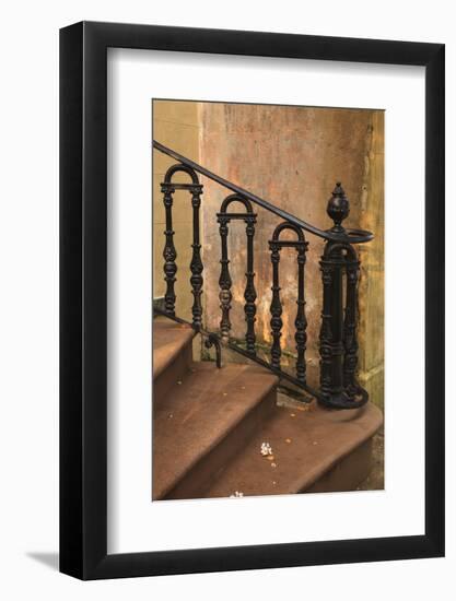 USA, Savannah, Georgia. Home in the Historic District with wrought iron rail.-Joanne Wells-Framed Photographic Print