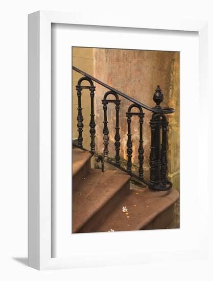 USA, Savannah, Georgia. Home in the Historic District with wrought iron rail.-Joanne Wells-Framed Photographic Print