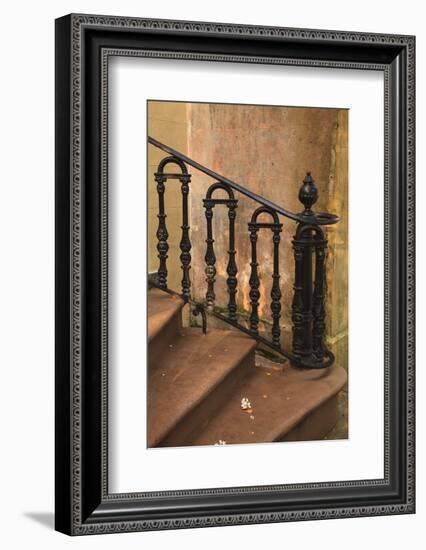 USA, Savannah, Georgia. Home in the Historic District with wrought iron rail.-Joanne Wells-Framed Photographic Print