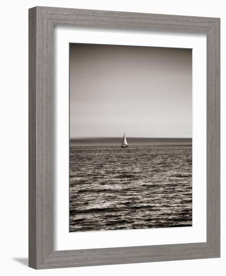 USA, Seattle, sailboat in Elli-Savanah Plank-Framed Photo