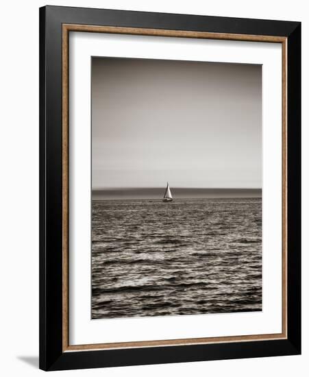 USA, Seattle, sailboat in Elli-Savanah Plank-Framed Photo