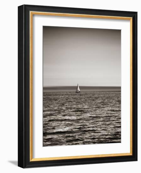 USA, Seattle, sailboat in Elli-Savanah Plank-Framed Photo