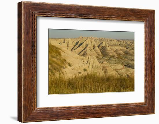 USA, South Dakota, Badlands NP. Grass and Eroded Formations-Cathy & Gordon Illg-Framed Photographic Print