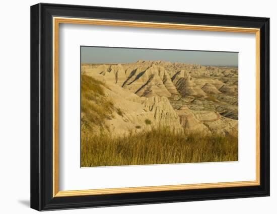 USA, South Dakota, Badlands NP. Grass and Eroded Formations-Cathy & Gordon Illg-Framed Photographic Print