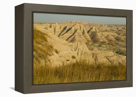 USA, South Dakota, Badlands NP. Grass and Eroded Formations-Cathy & Gordon Illg-Framed Premier Image Canvas