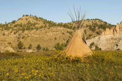'USA, South Dakota, Wild Horse Sanctuary. Scenic with Teepee