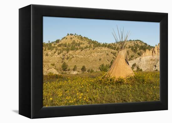 USA, South Dakota, Wild Horse Sanctuary. Scenic with Teepee-Cathy & Gordon Illg-Framed Premier Image Canvas