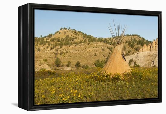 USA, South Dakota, Wild Horse Sanctuary. Scenic with Teepee-Cathy & Gordon Illg-Framed Premier Image Canvas