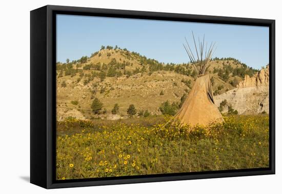 USA, South Dakota, Wild Horse Sanctuary. Scenic with Teepee-Cathy & Gordon Illg-Framed Premier Image Canvas