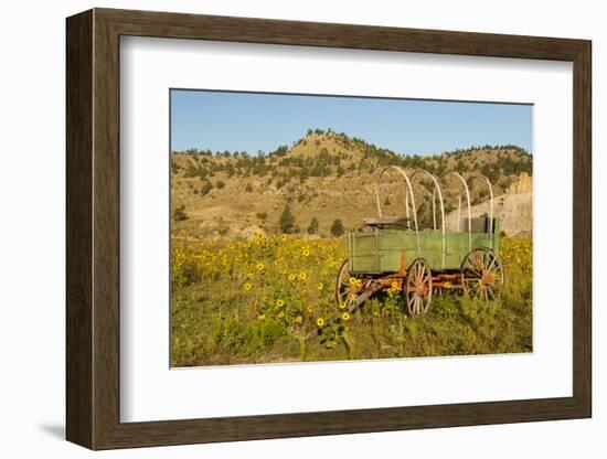 USA, South Dakota, Wild Horse Sanctuary. Scenic with Vintage Wagon-Cathy & Gordon Illg-Framed Photographic Print